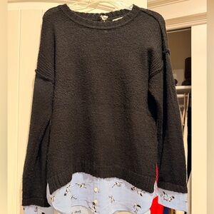 Monteau Black Women's Sweater with Blue Accents